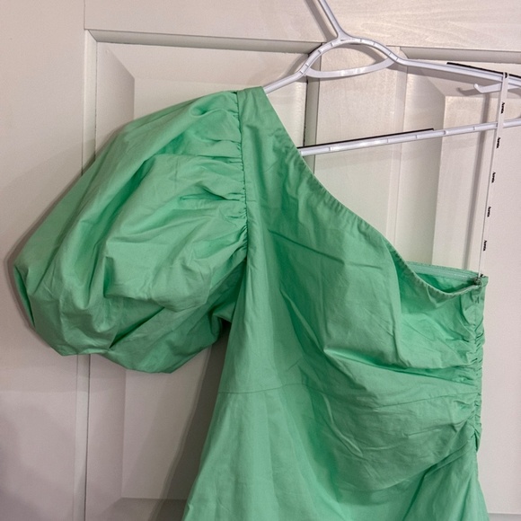 New! Aureta x Anthropologie One-Shoulder Mini Dress Light Green 45195 - Picture 8 of 14